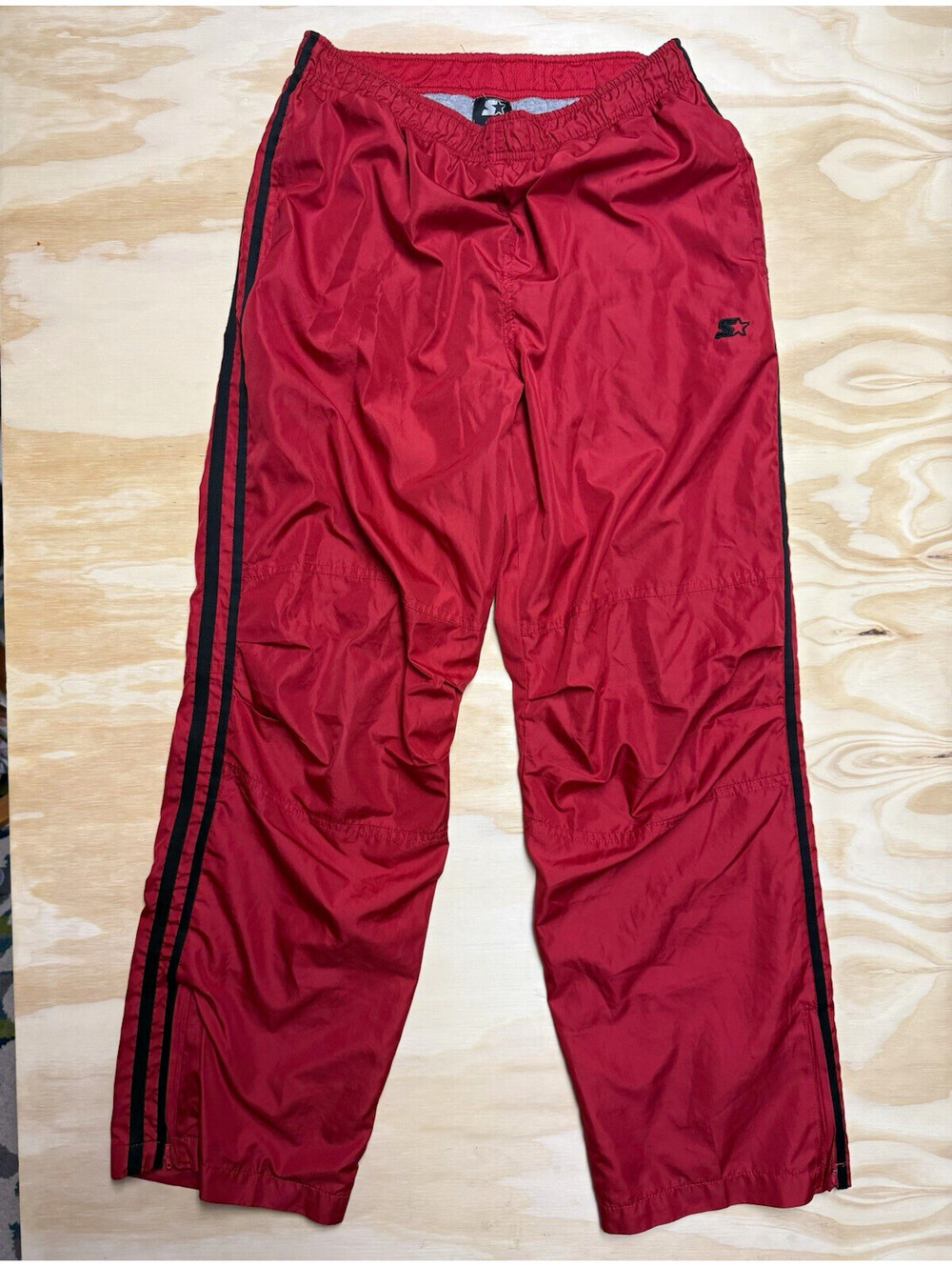 Starter Boys Track Pants 14-16 Red/Black Side Stripe Pull On Elastic Waist